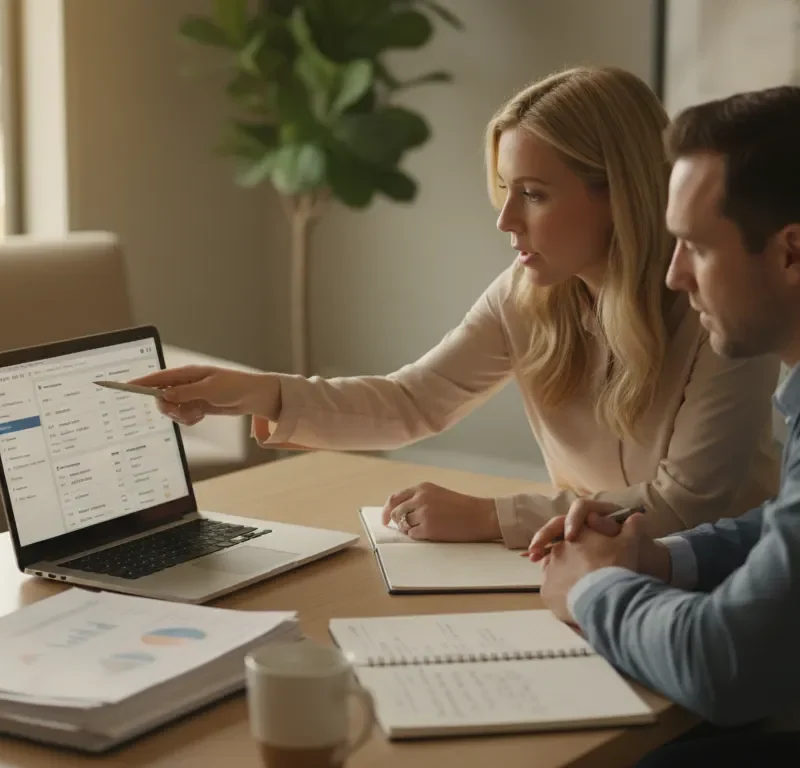 Memory care sales team reviewing a CRM dashboard to track leads, tours, and move-ins