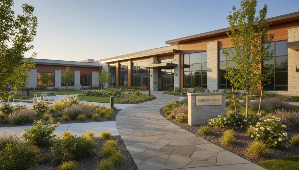 Modern memory care community exterior showcasing a professional senior living facility for operators improving occupancy in 2026