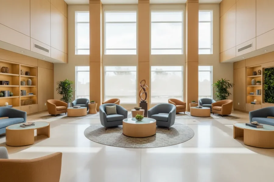 Modern memory care community interior used during a memory care tour to build family trust