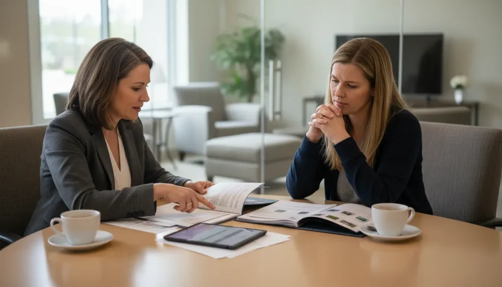 Family consultation meeting about memory care placement decision
