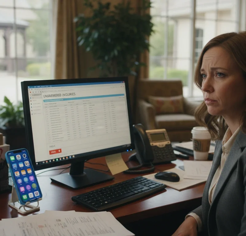 Manual follow-up breakdown in memory care sales leading to delayed response and lost leads