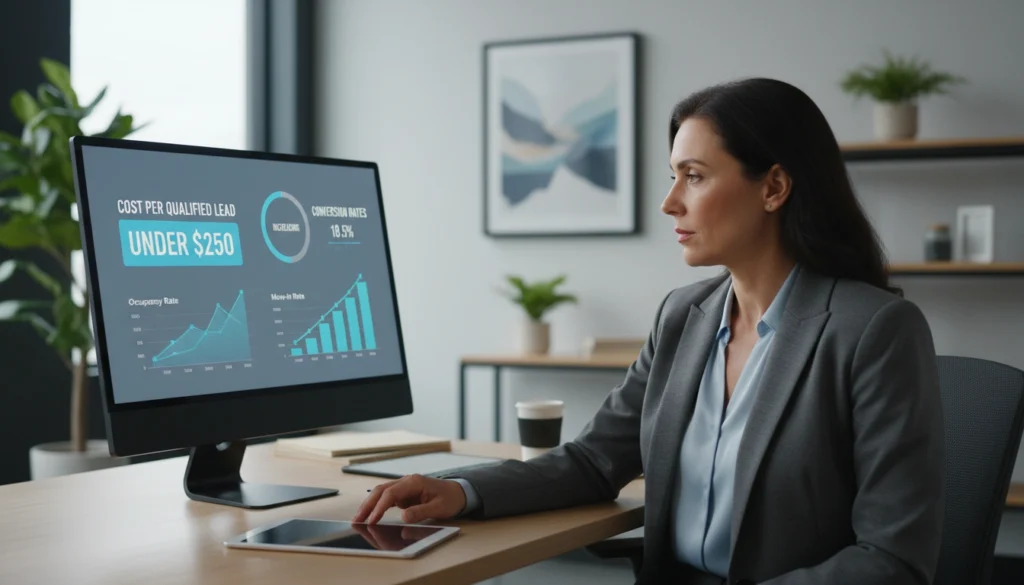 Memory care marketing ROI dashboard tracking qualified lead rate and cost per move-in