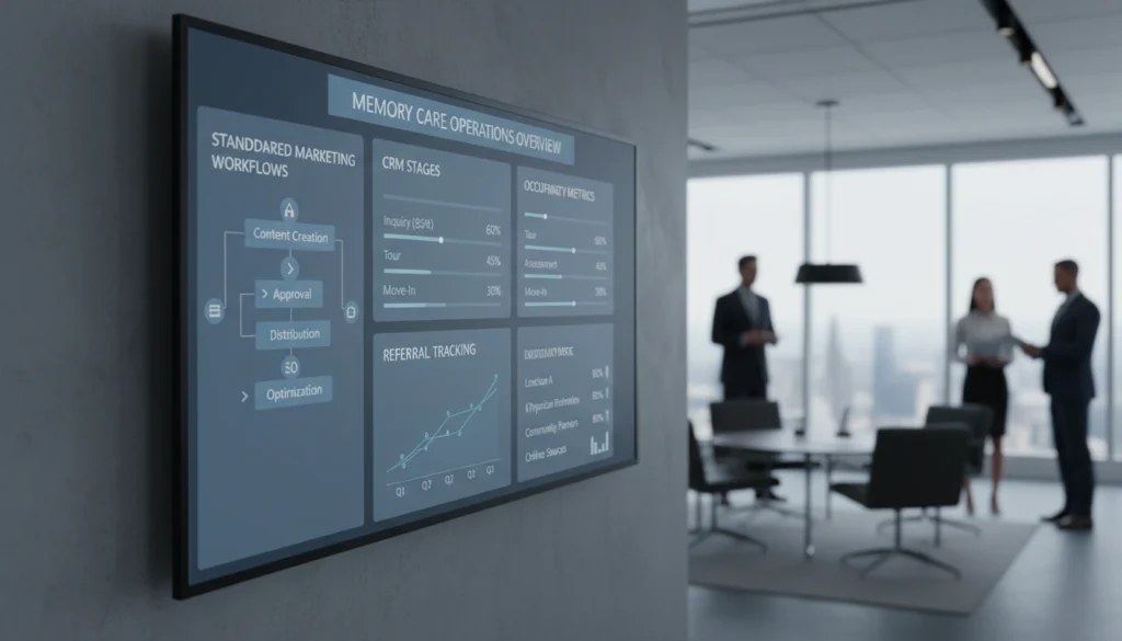 Centralized framework dashboard for scaling memory care marketing across multiple sites
