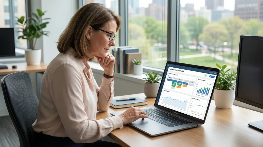 assisted living CRM pipeline showing lead stages from inquiry to move-in