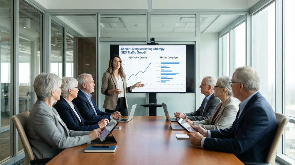 senior living SEO vs PPC marketing strategy discussion for assisted living and memory care operators