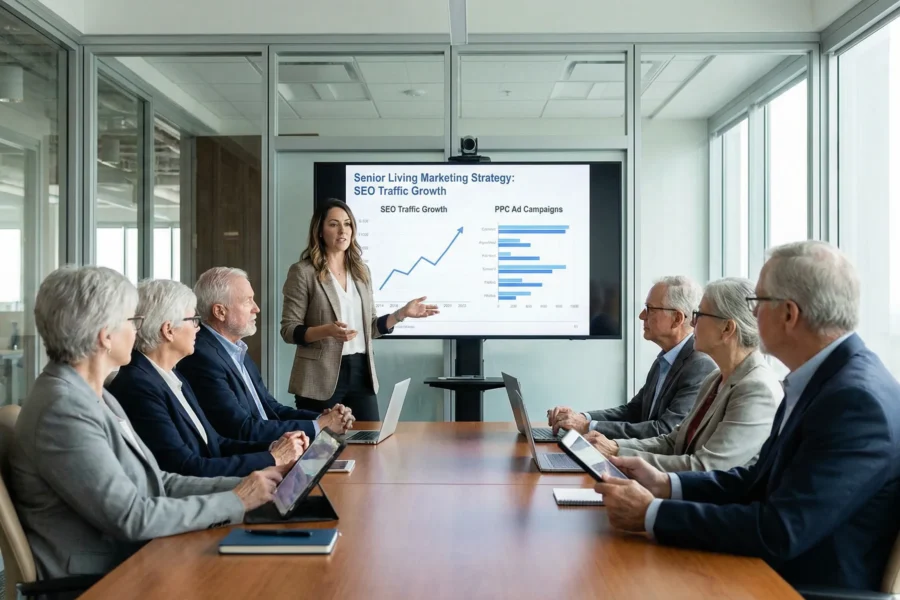 senior living SEO vs PPC marketing strategy discussion for assisted living and memory care operators