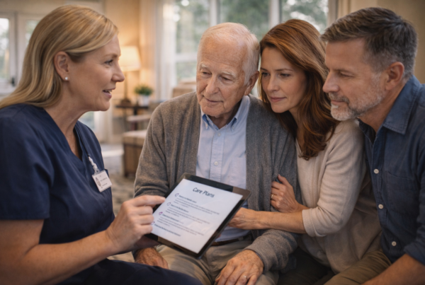 clinical consultation during senior living tour with family