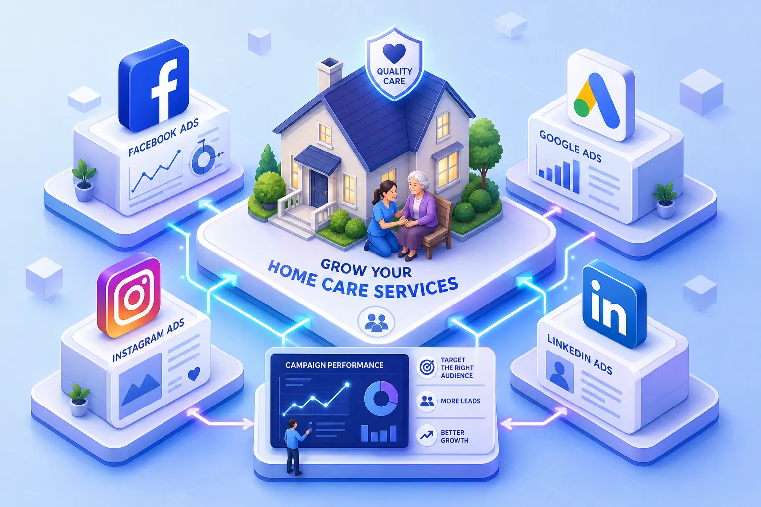 Best Home Care Advertising Platforms in 2026: Google, Meta, Bing and Nextdoor Compared